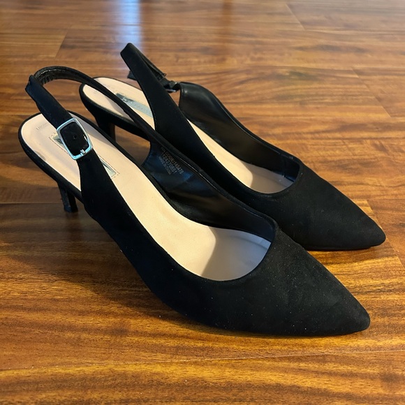 Primark black heels US size 8, sling back and pointed toe - Picture 1 of 6